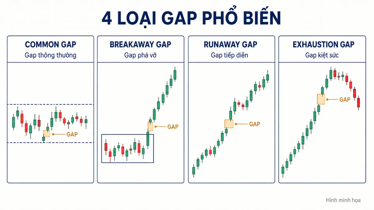 Bốn loại gap phổ biến trong phân tích kỹ thuật