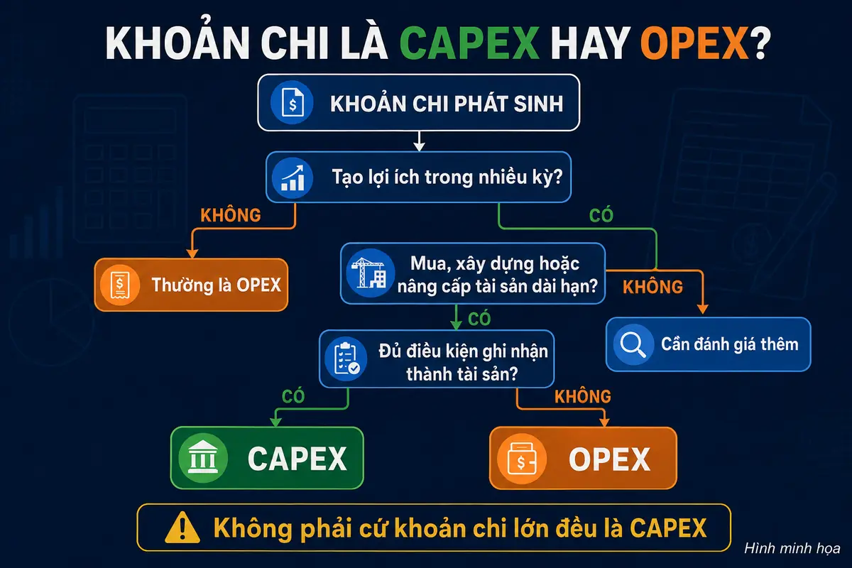 Sơ đồ xác định một khoản chi là CAPEX hay OPEX
