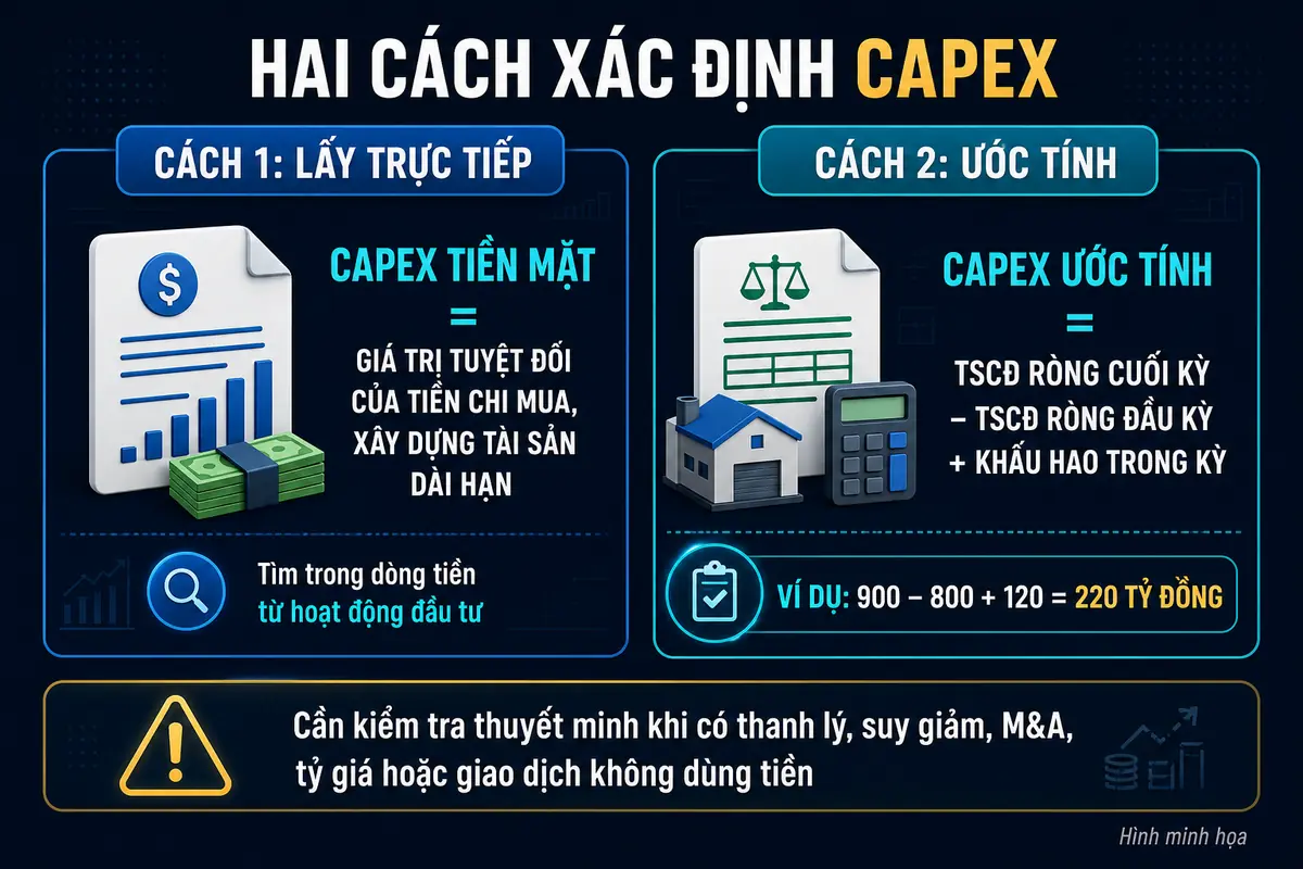 Công thức tính CAPEX từ báo cáo tài chính