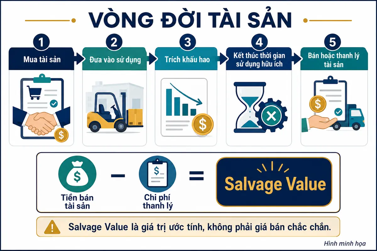 Sơ đồ vòng đời tài sản và cách hình thành salvage value
