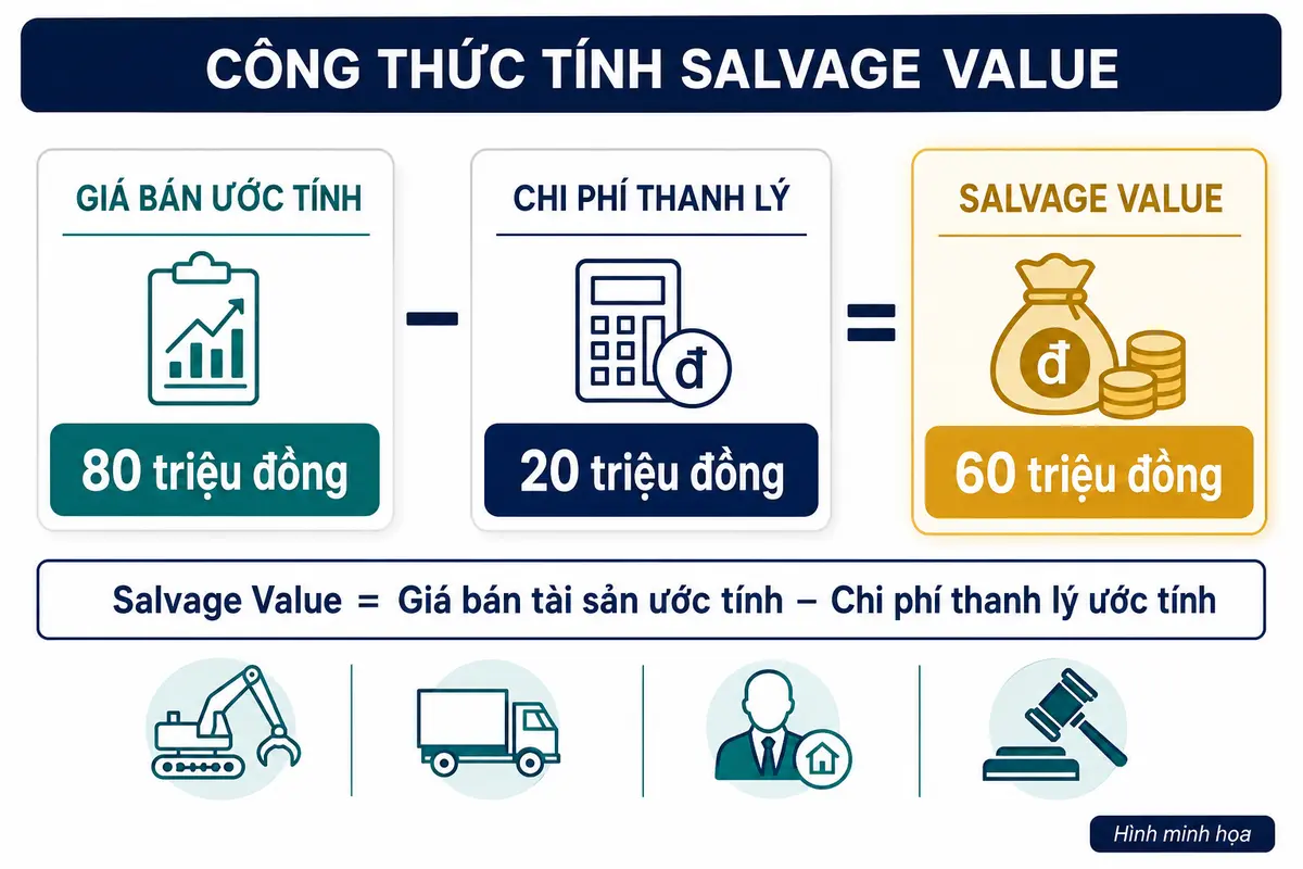 Công thức tính salvage value từ giá bán và chi phí thanh lý